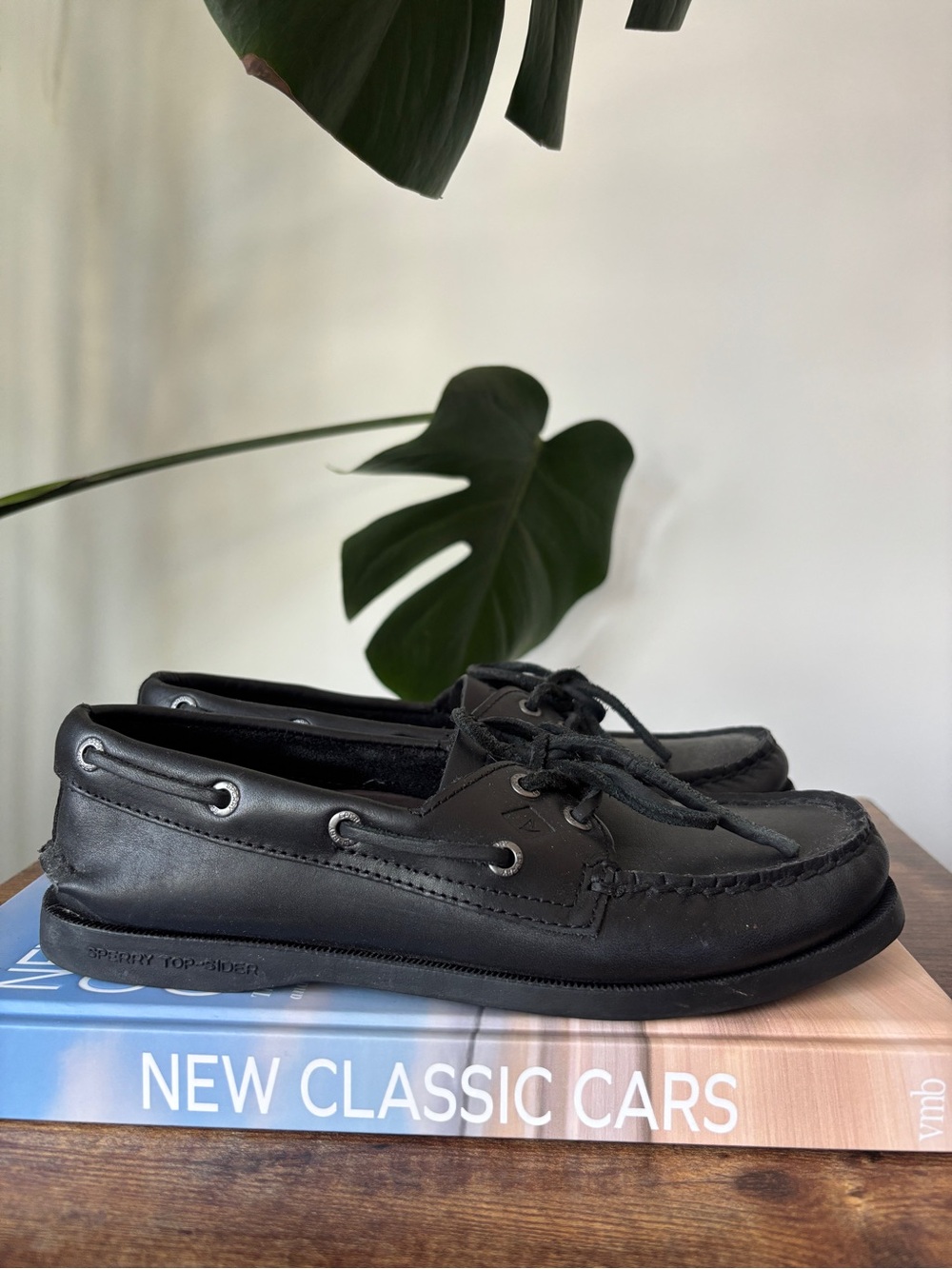 Sperry Black Leather Women's Boat Shoes